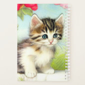 White en Brown Kitten met bloemen Planner (Achterkant)