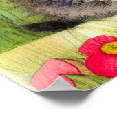  White en Brown Kitten met bloemen Poster (Hoek)