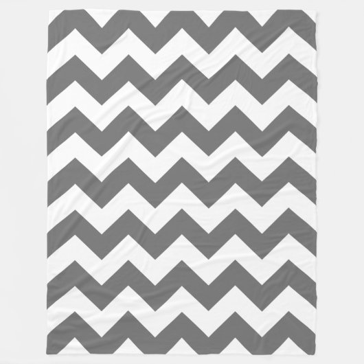 White en Charcoal Gray Chevron Fleece Deken (Voorkant)