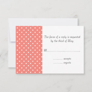 White en Coral Pink Pink Pattern RSVP Kaartje