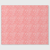 White en Coral-Red Floral Paisley Pattern Cadeaupapier (Vlak)