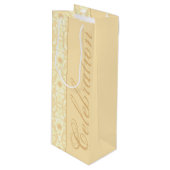 White en Cream Floral Wijn Cadeautas (Voorkant Gekanteld)