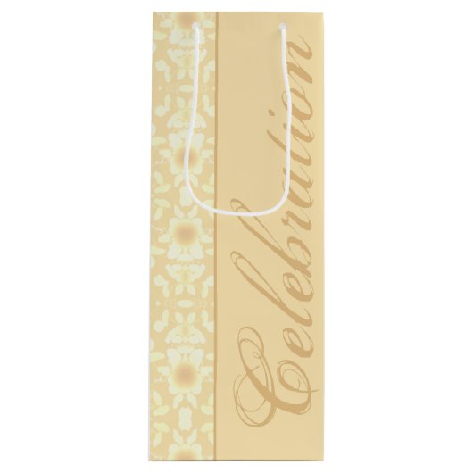 White en Cream Floral Wijn Cadeautas (Voorkant)