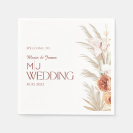 White en Cream Rustic Boho Wedding Servet