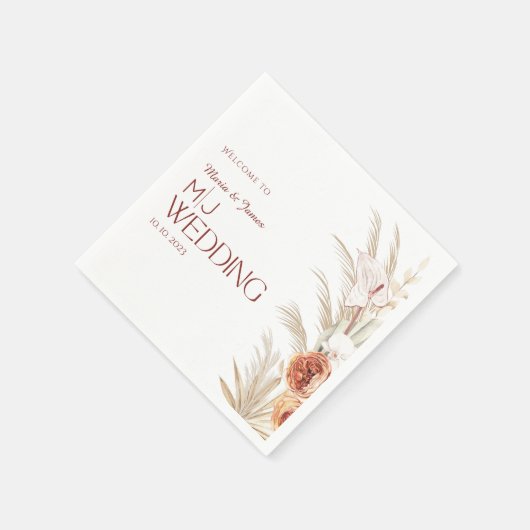 White en Cream Rustic Boho Wedding Servet (Hoek)