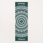 White en Dark Blauwgroen Mehndi Henna Mandala Yogamat (Voorkant)