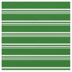 White en Dark Green Stripes Pattern Stof