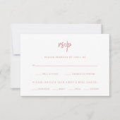 White en Dusty Roos Script | Keuze uit weddenschap RSVP Kaartje (Voorkant)
