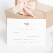 White en Dusty Roos Script | Keuze uit weddenschap RSVP Kaartje