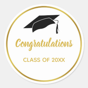 White en Faux Gold Afstuderen gefeliciteerd Ronde Sticker