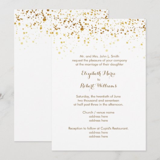White en Faux Gold Glitter Kaart (Voorkant / Achterkant)