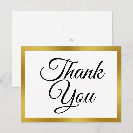 White en Faux Gold Hartelijk dank Briefkaart (Voorkant / Achterkant)