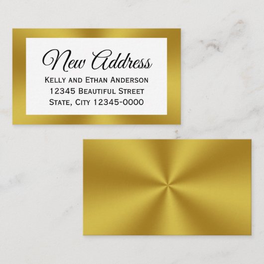 White en Faux Gold Nieuw Adres Invoegen Informatiekaartje (Voorkant / Achterkant)