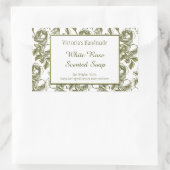 White en Faux Gold Roos Etching Editable Soap Rechthoekige Sticker (Tas)