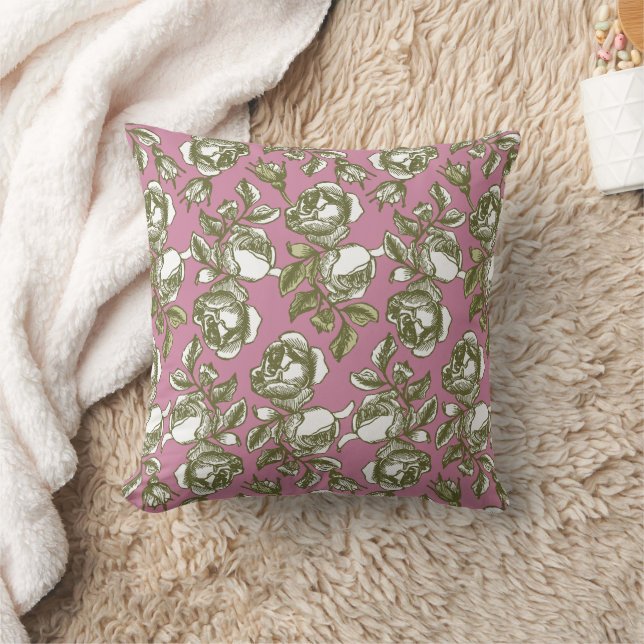 White en Faux Gold Roos op roze Pillow Kussen (Deken)