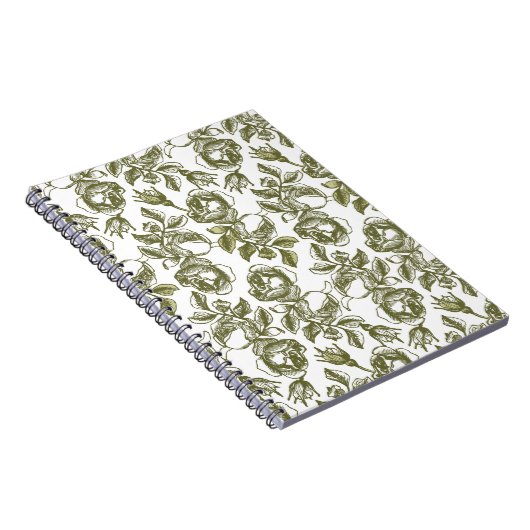 White en Faux Gold Roos Pattern Notitieboek (Rechterzijde)