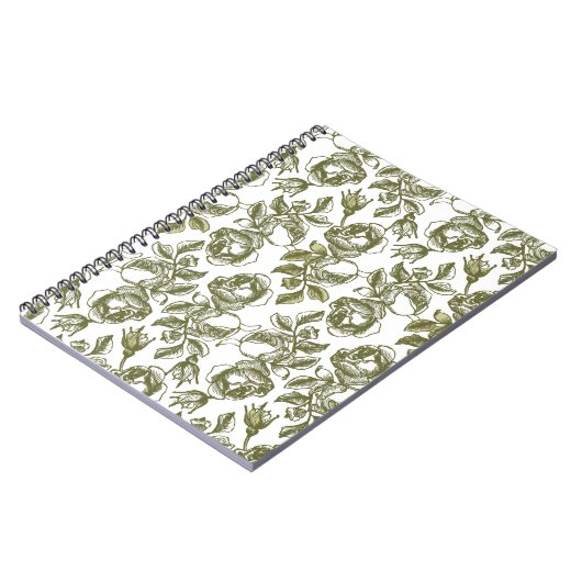 White en Faux Gold Roos Pattern Notitieboek (Linkerzijde)