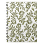 White en Faux Gold Roos Pattern Notitieboek (Voorkant)
