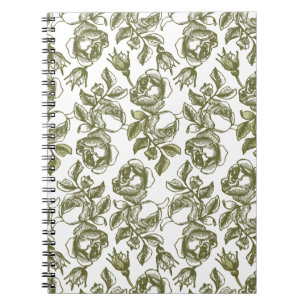 White en Faux Gold Roos Pattern Notitieboek
