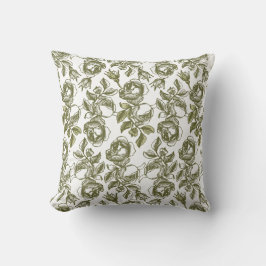 White en Faux Gold Roos Pattern Pillow Kussen