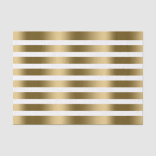 White en Faux Gold Stripes patroon Tissuepapier