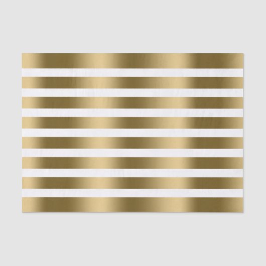 White en Faux Gold Stripes patroon Tissuepapier (Voorkant)