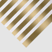White en Faux Gold Stripes patroon Tissuepapier (Detail)