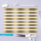 White en Faux Gold Stripes patroon Tissuepapier (Craft)