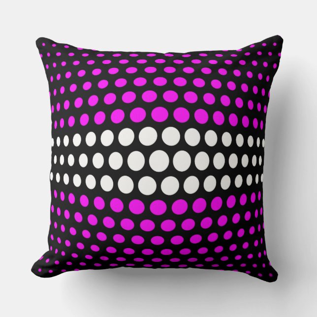 White en Fuchsia Polka Dots Pattern Kussen (Voorkant)
