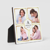 White en Gold 4 Afbeeldingen Familie Foto Collage Fotoplaat (Voorkant)