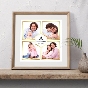 White en Gold 4 Afbeeldingen Familie Foto Collage Poster