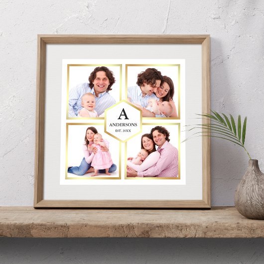 White en Gold 4 Afbeeldingen Familie Foto Collage Poster