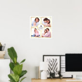 White en Gold 4 Afbeeldingen Familie Foto Collage Poster (Thuiskantoor)