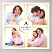 White en Gold 4 Afbeeldingen Familie Foto Collage Poster (Voorkant)