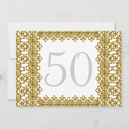 White en Gold 50th Birthday Party White Kaart (Achterkant)