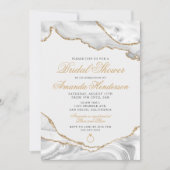 White en Gold Agate Marble Bridal Invitation Kaart (Voorkant)