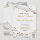 White en Gold Agate Marble Bridal Invitation Kaart (Voorkant / Achterkant)