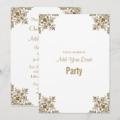 White en Gold All Occasion Party Invitation Kaart (Voorkant / Achterkant)