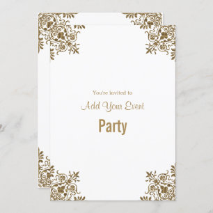 White en Gold All Occasion Party Invitation Kaart