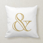White en Gold Ampersand Kussen<br><div class="desc">Goudampersand op witte achtergrond.</div>
