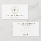 White en Gold Art Dec Gem Social Media Monogram Visitekaartje (Voorkant / Achterkant)