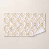 White en Gold Art Deco Fan Flower Motif Bad Handdoek (Handdoek)