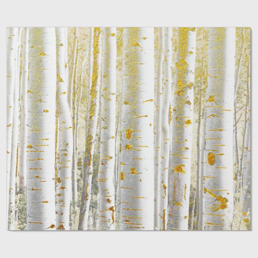 White en Gold Birch Trees Cadeaupapier (Vlak)