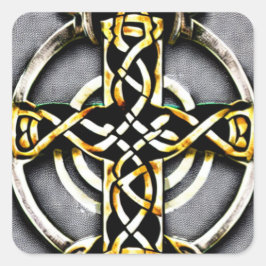 White en Gold Celtic Cross Sticker