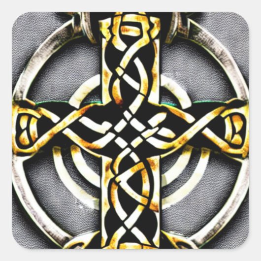White en Gold Celtic Cross Sticker (Voorkant)