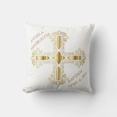 White en Gold Christelijk Cross Sierkussen (Voorkant)