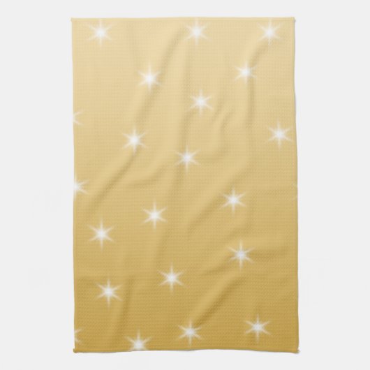 White en Gold Color Star-patroon Theedoek (Verticaal)