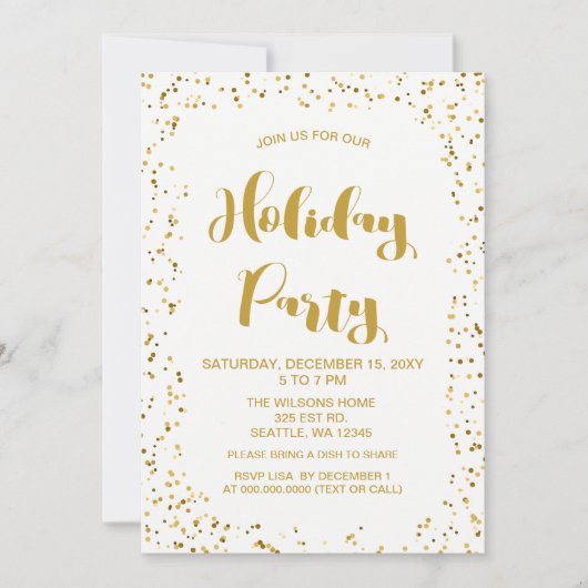 White en Gold confetti Moderne feestdag Kaart (Voorkant)
