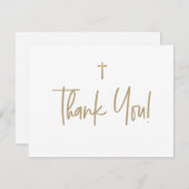 White en Gold Cross Boy naam Eerste communie Bedankkaart (Voorkant / Achterkant)