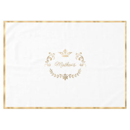 White en Gold Crown Crest Personalized Tafelkleed